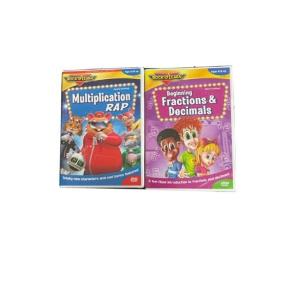 Rock N Learn - Multiplication Rap & Beginning Fractions & Decimals DVDs SEALED